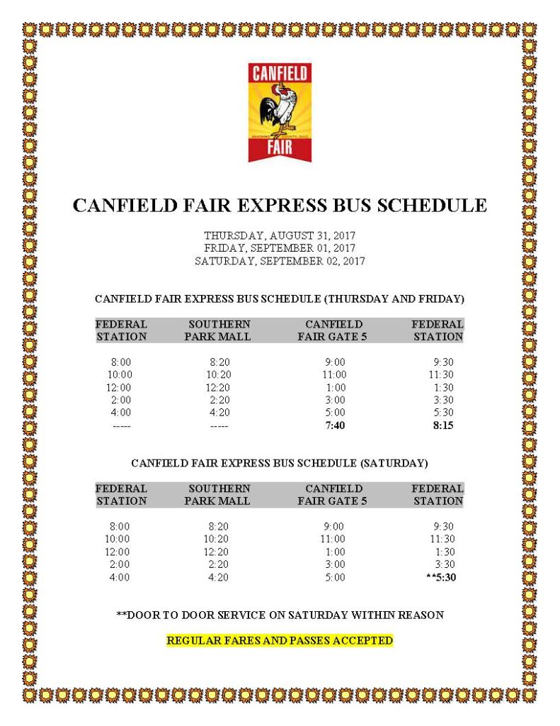 Western Reserve Transit Authority WRTA » Canfield Fair Express Bus