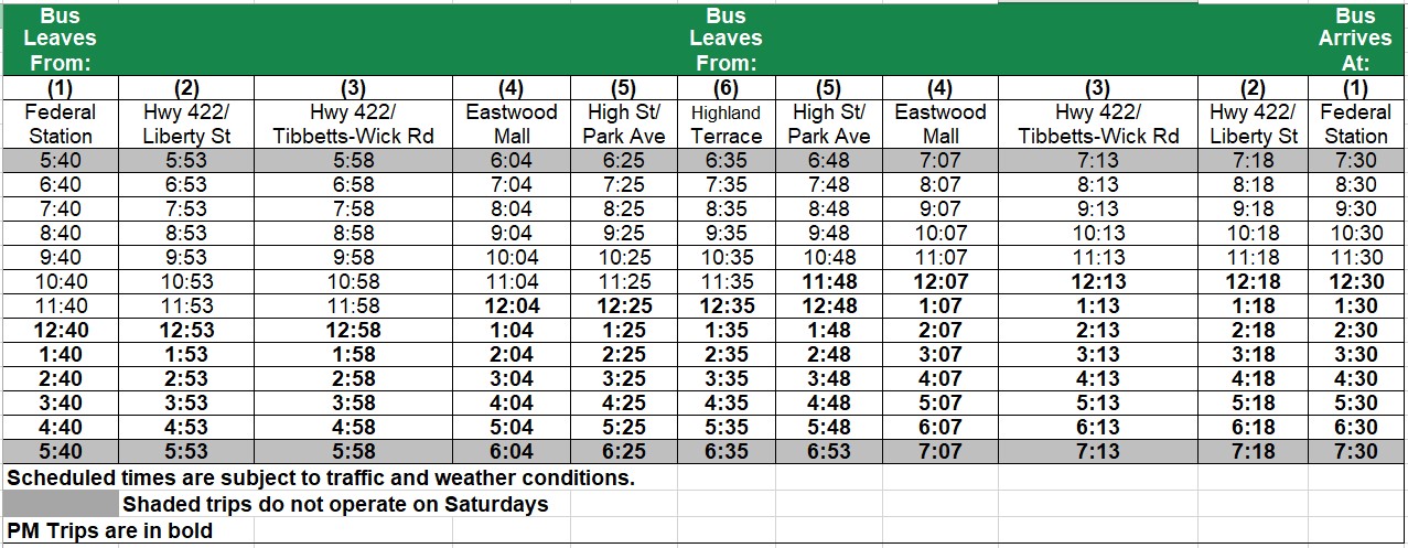 28-Warren Express Schedule