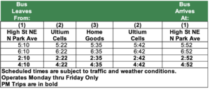 76-North Jackson Schedule
